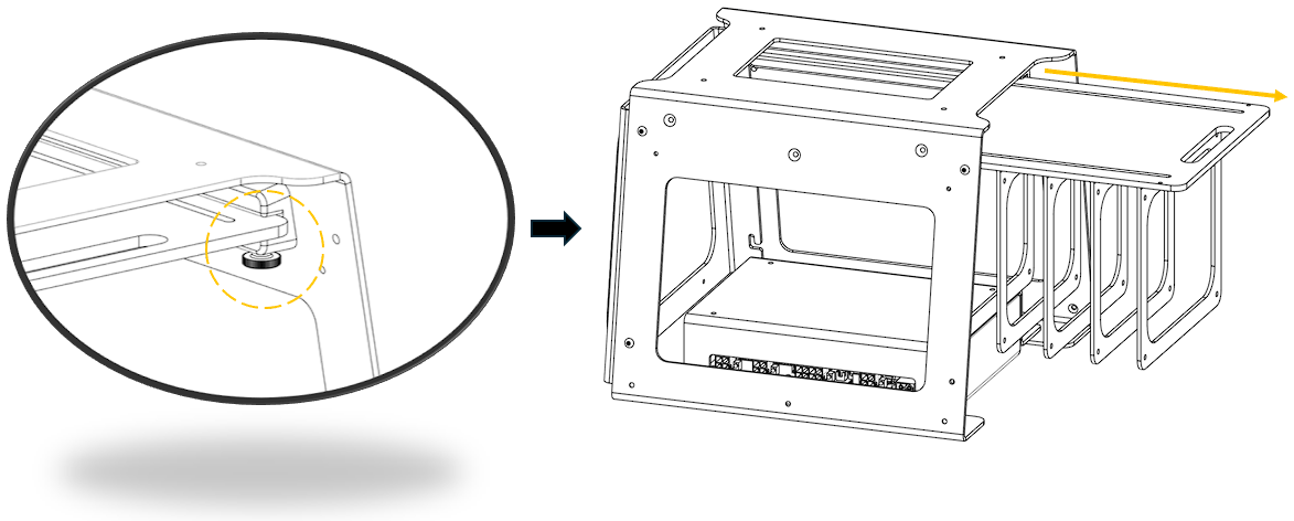 Hardware rack slid out on its rails