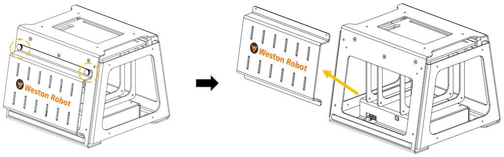 Side door removed from the main frame